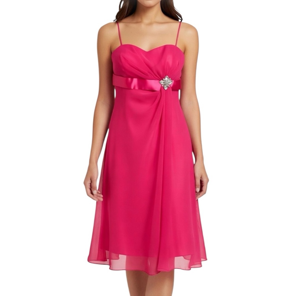 IMPRESSION Bridal Pink Chiffon Jewelled Strapless Dress